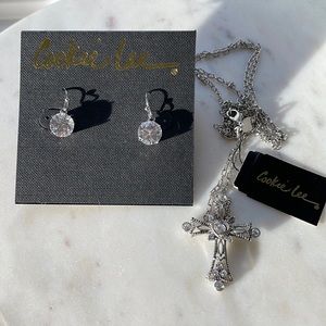 Cookie Lee Cross and stud Earrings set
